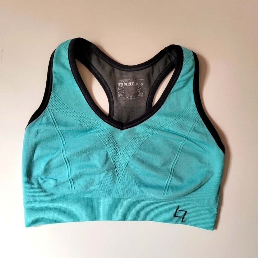 Essentials Blue Sports Bra with Racerback Design - Picture 2 of 11
